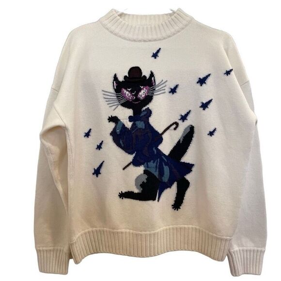 Canali Sweaters - Canali Mens Travels with 8on8 Sweater XL 54 EU Intarsia Knit Merino Wool Cat